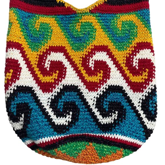 Boho Crochet Multicolor 14" Festival Shoulder Crossbody Artisan Hippie Bag Purse - Picture 2 of 10